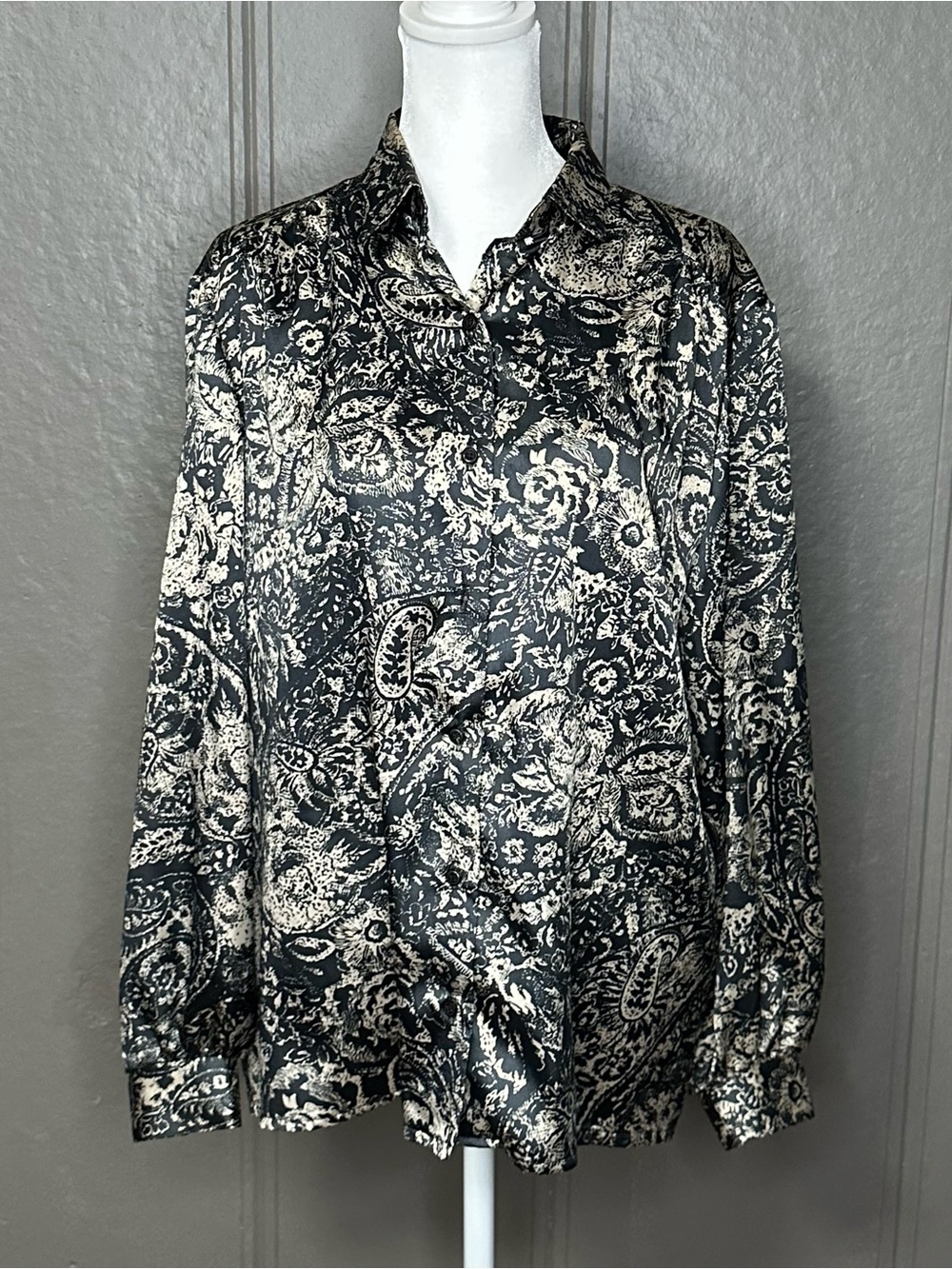 Vintage Russ Satin Paisley Print Blouse